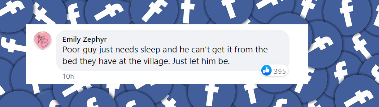 A netizen's comment on Thomas Ceccon's sleeping situation, posted in August 2024 | Source: Facebook/uniladmag