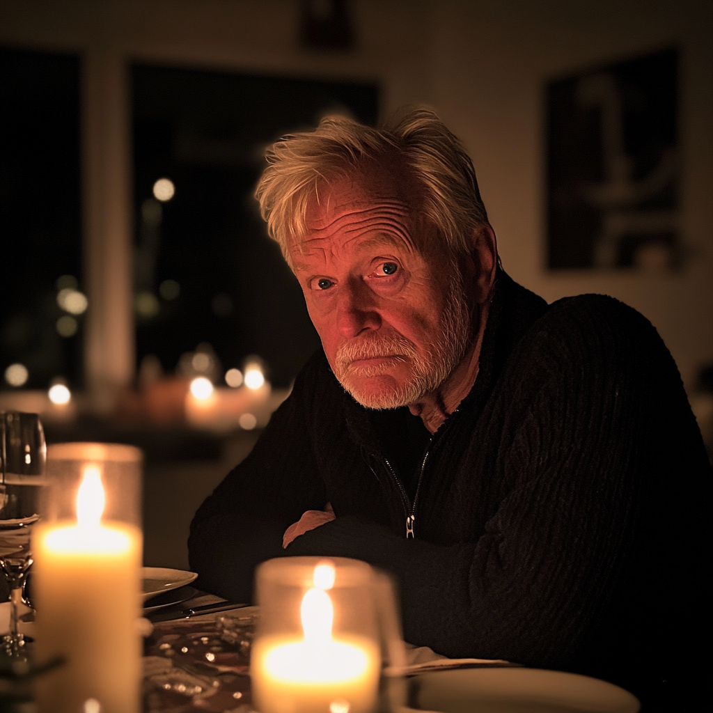 An older man sitting at a table | Source: Midjourney