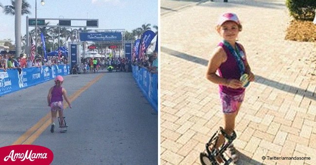 Disabled 7-year-old girl finishes 5k marathon