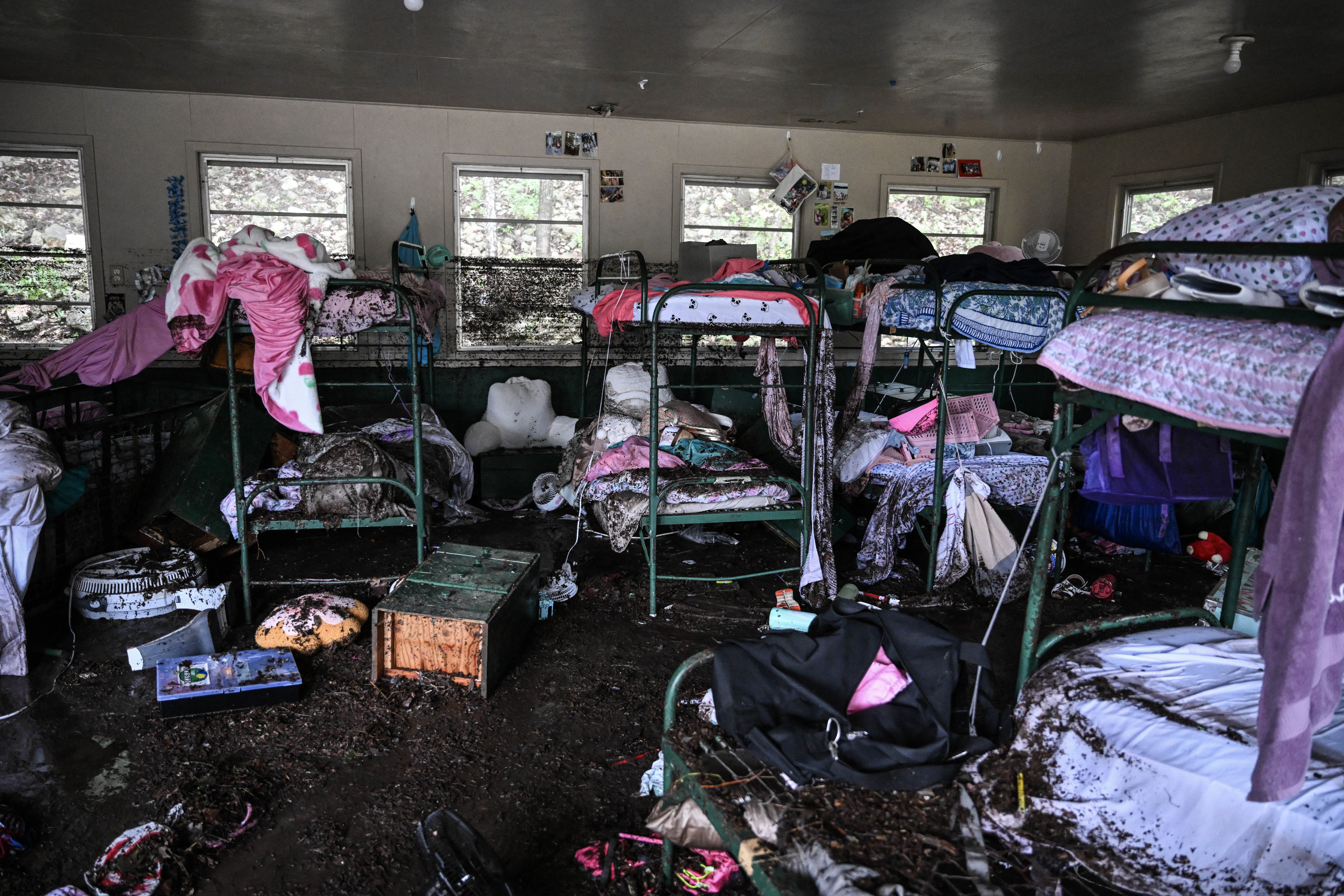 A view inside of a cabin at Camp Mystic, the site of where at least 20 girls went missing after flash flooding in Hunt, Texas, on July 5, 2025. | Source: Getty Images