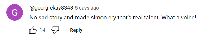 An "America's Got Talent" fan comments on Summer Rios' performance on the show on August 2, 2023 | Source: YouTube/America's Got Talent