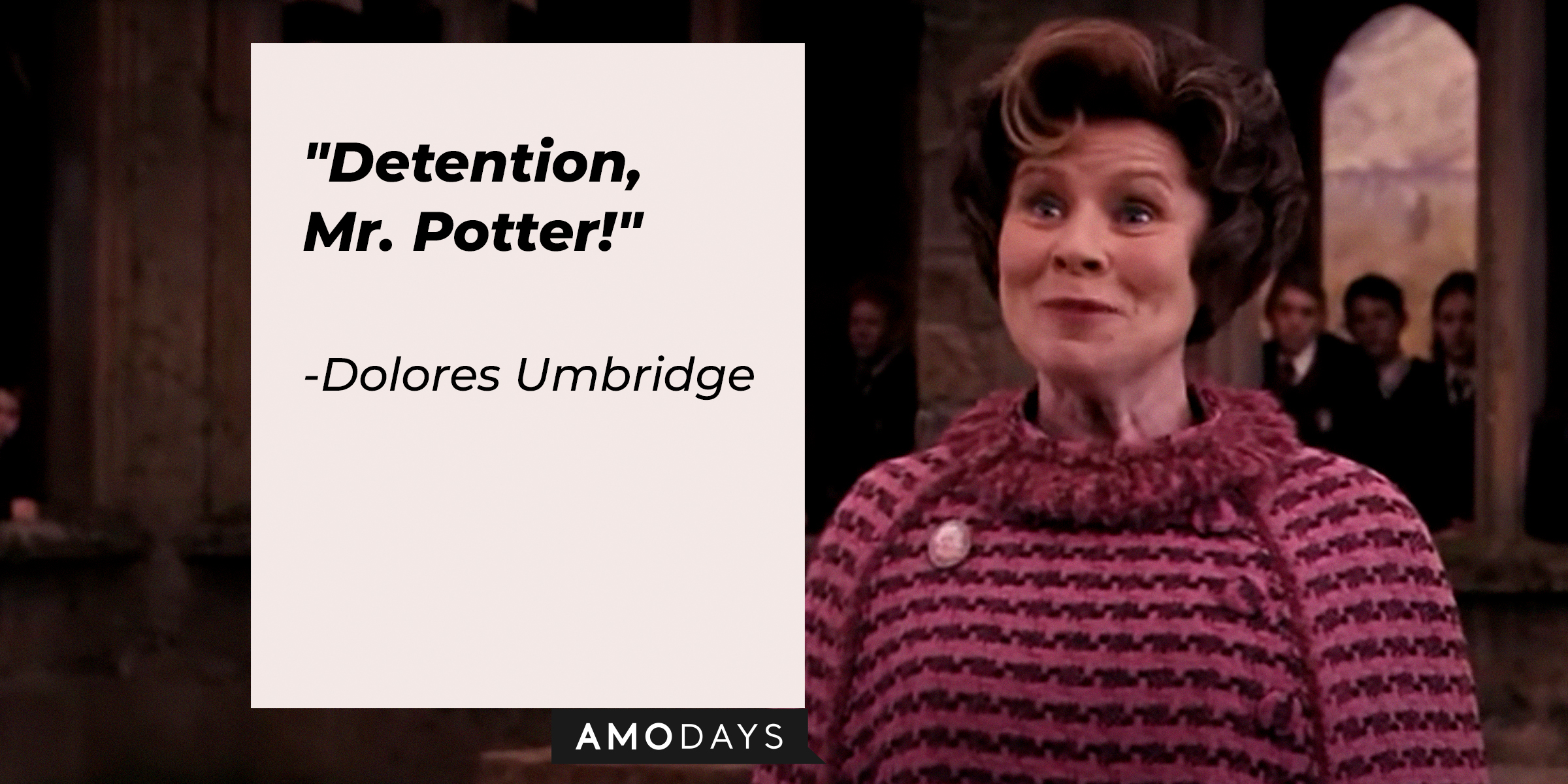 A Photo of Dolores Umbridge with the Quote, “Detention, Mr. Otter!” | Source: Facebook/harrypotter