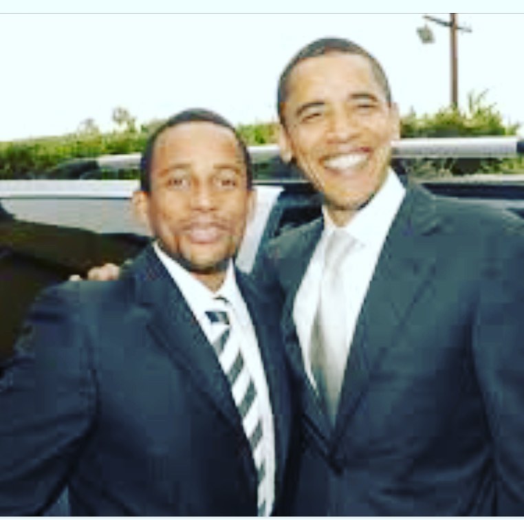 The TV star pictured with Barack Obama, from a post dated August 5, 2021 | Source: Instagram/hillharper
