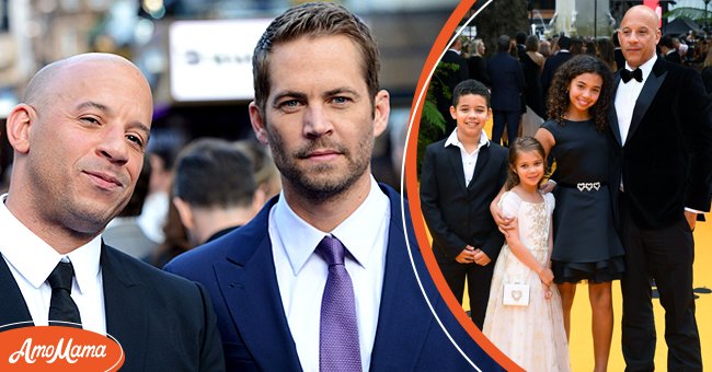 Paul Walker and Vin Diesel attend the world premiere of 'Fast And Furious 6' at The Empire Leicester Square on May 7, 2013 [left].  Vin Diesel and and his children, Hania Riley Sinclair, Vincent Sinclair and Pauline Sinclair attend the European Premiere of "The Lion King" at Odeon Luxe Leicester Square on July 14, 2019 in London, England [right] | Photo: Getty Images