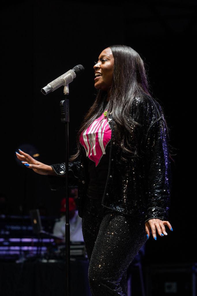 Tamara Johnson-George of SWV performs at the Aretha Franklin Amphitheatre on August 6, 2021 | Photo: Getty Images