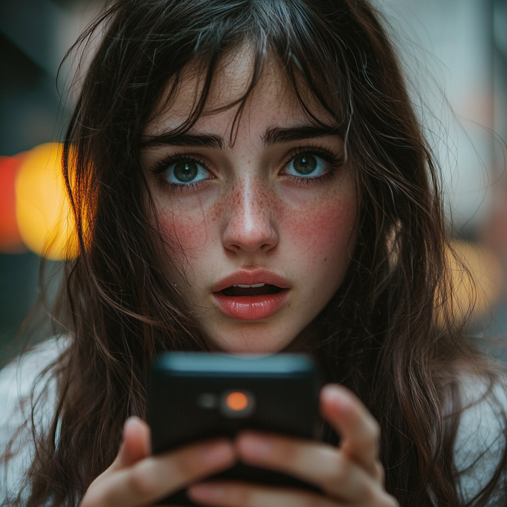 A woman checking social media | Source: Midjourney