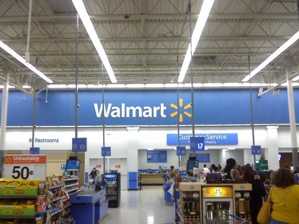 The inside of a Walmart store. Image credit: Wikimedia Commons