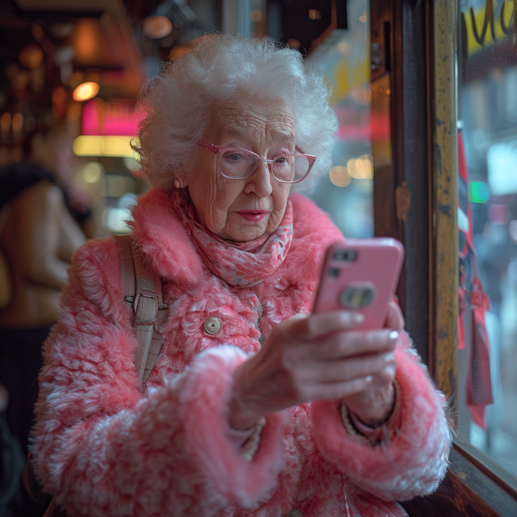 An elderly woman on the phone | Source: Midjourney