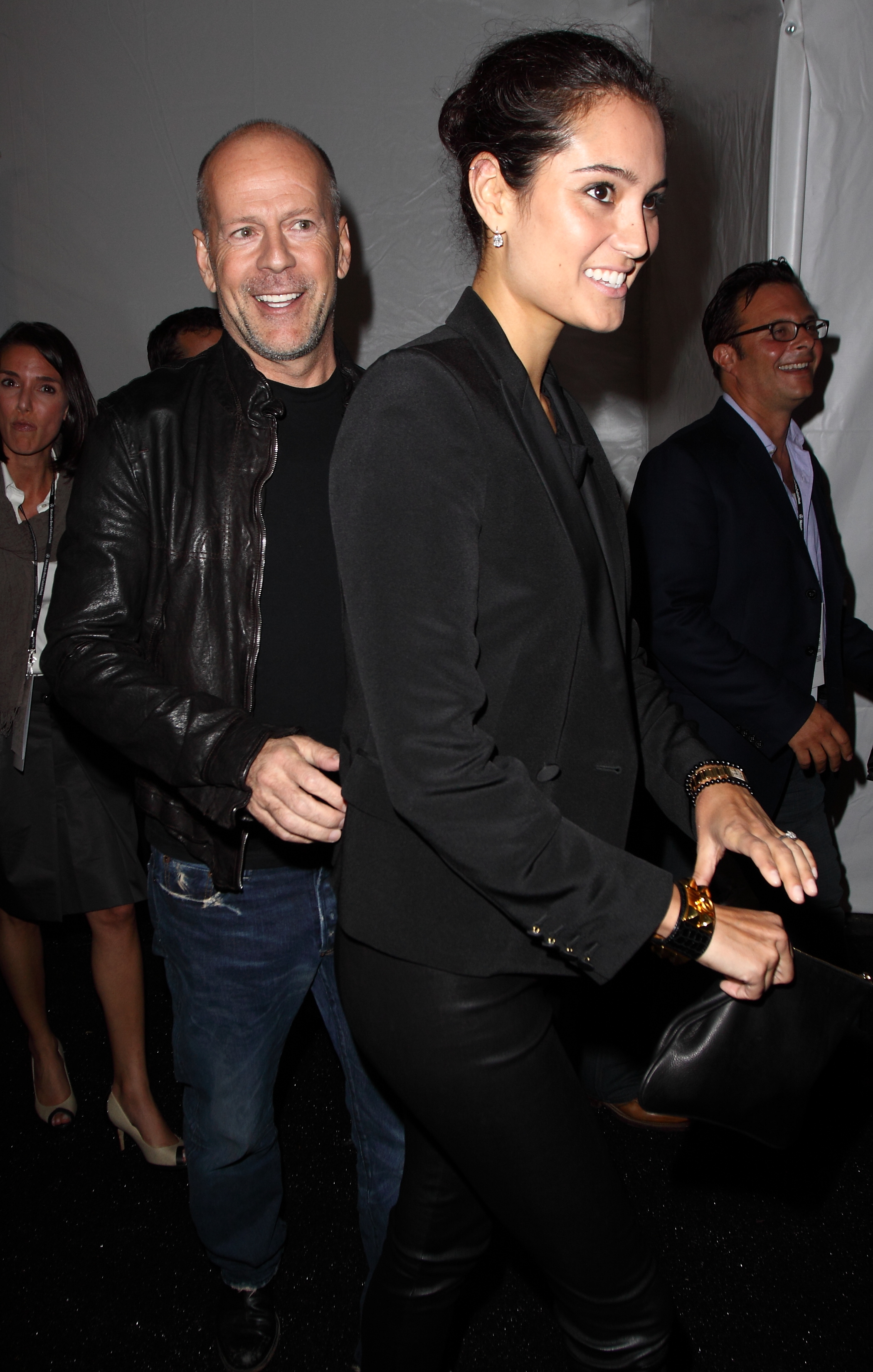 Bruce Willis and his wife Emma Heming are seen around Bryant Park during Mercedes-Benz Fashion Week in New York City on September 11, 2009 | Source: Getty Images