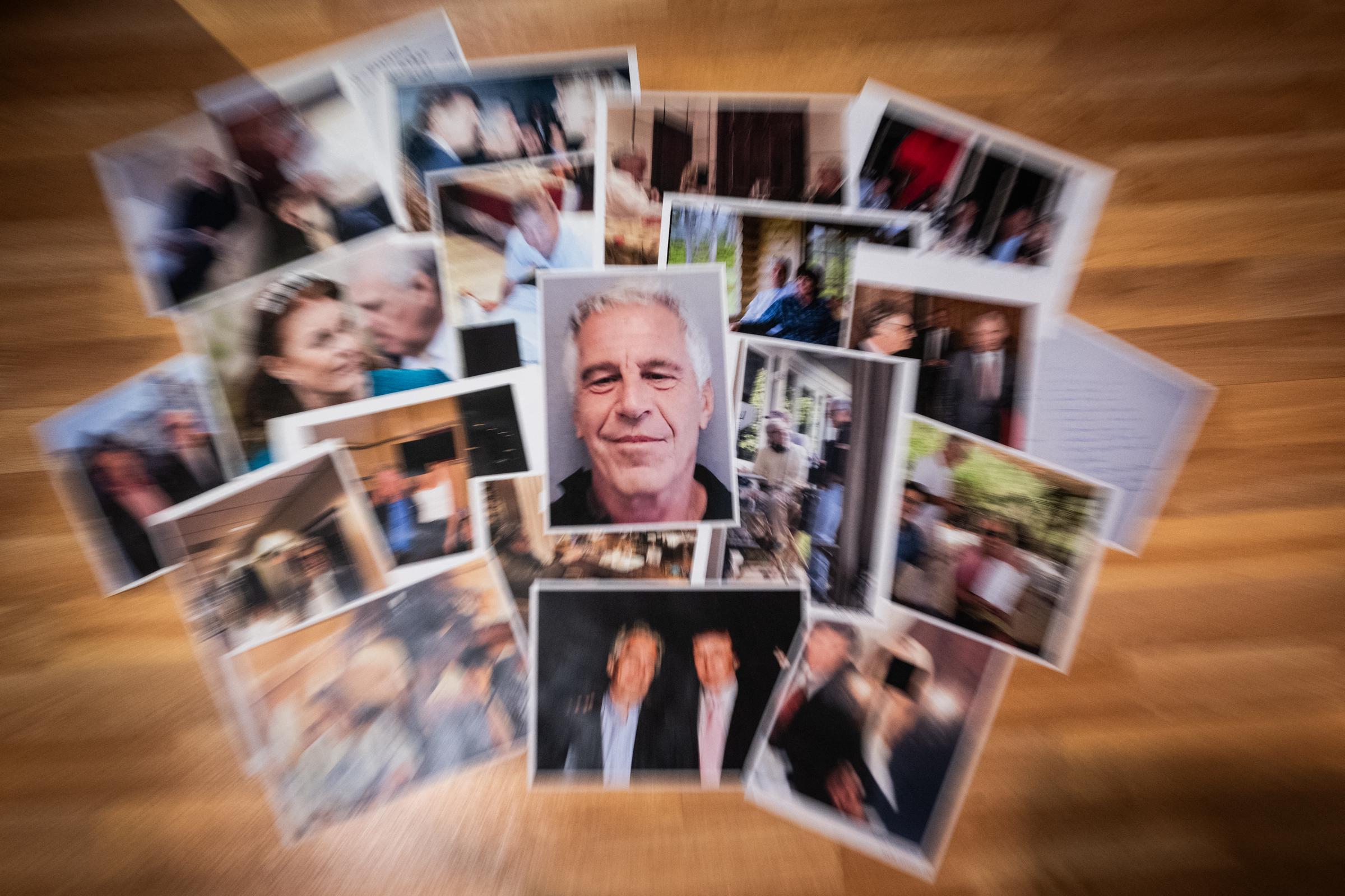 Undated pictures provided by the US Department of Justice as part of the Jeffrey Epstein files are shown on February 9, 2026, in Le-Perreux-sur-Marne, France | Source: Getty Images