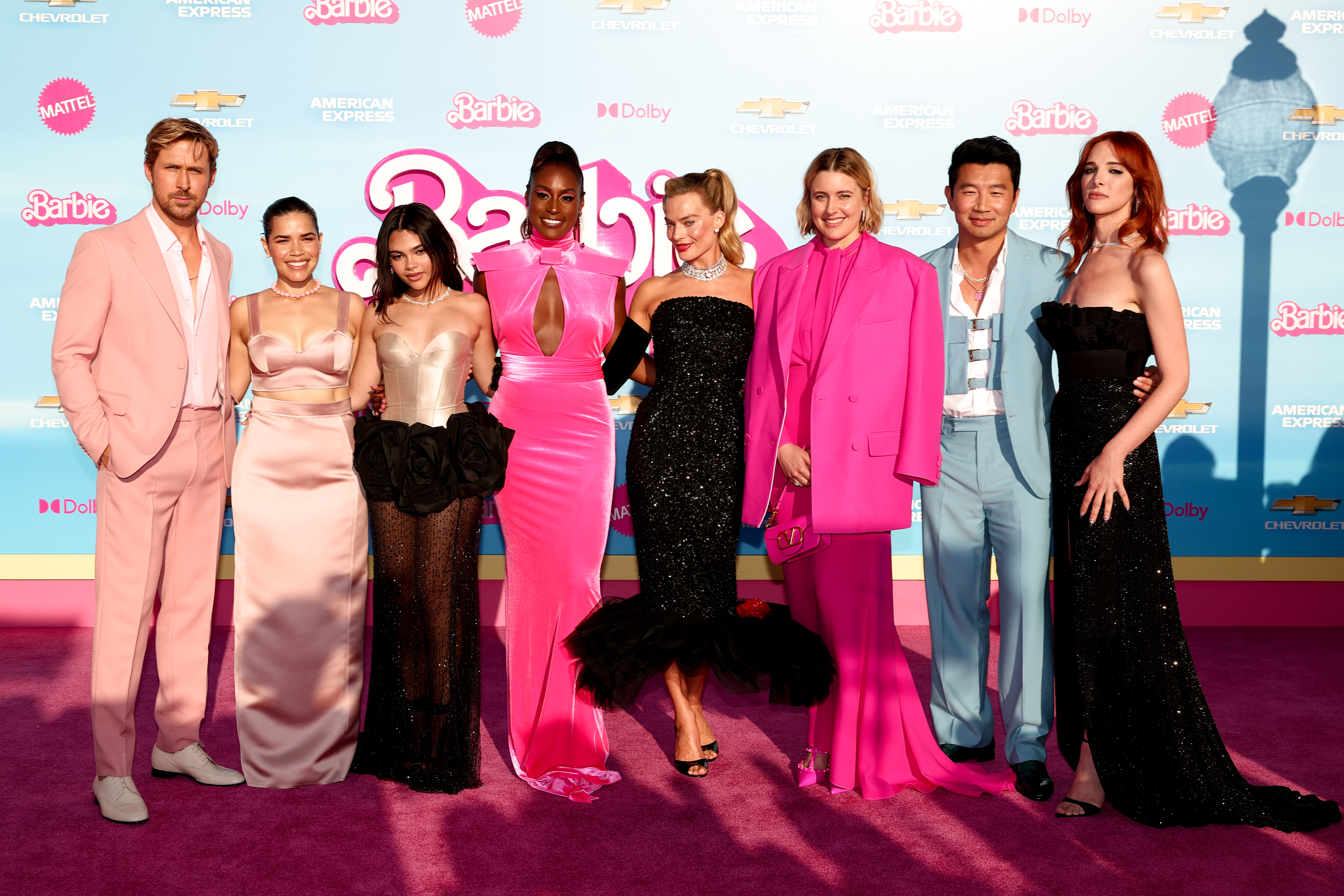 "Barbie" cast at the premiere of "Barbie" held at Shrine Auditorium and Expo Hall on July 9, 2023, in Los Angeles, California. | Source: Getty Images
