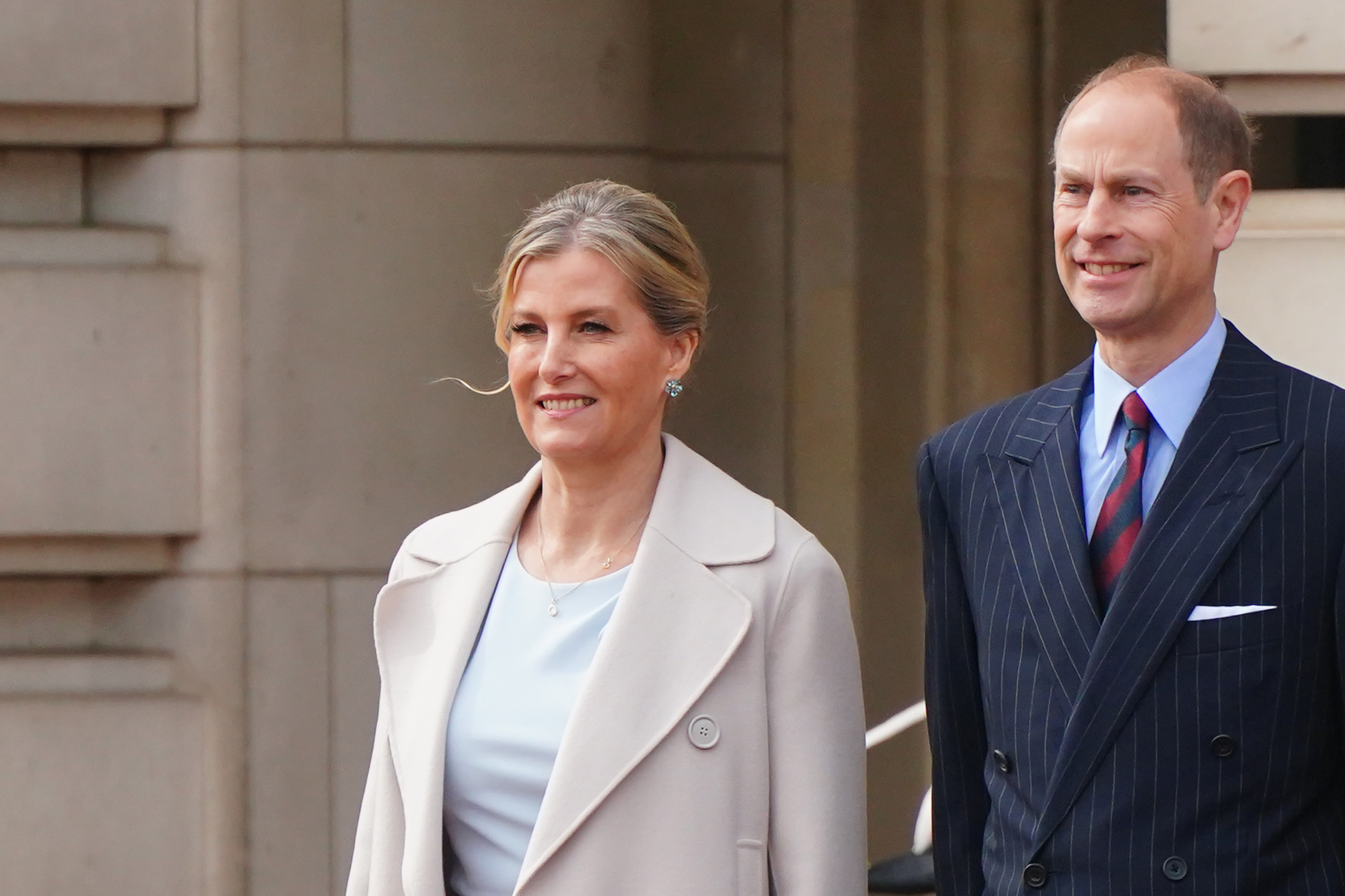 Sophie, Duchess of Edinburgh and Prince Edward, Duke of Edinburgh at Buckingham Palace on April 8, 2024 in London, England | Source: Getty Images