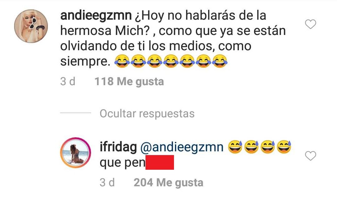 Comentario que desató debate bajo foto de Frida Sofía. | Imagen: Instagram/ Ifrida