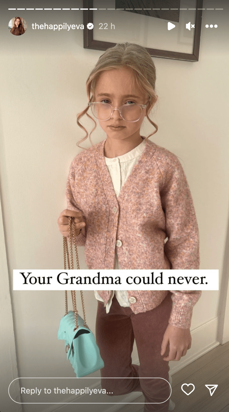 Susan Sarandon's granddaughter dressed up as a grandma for her 100th day of school in February 2023 | Source: instagram.com/thehappilyeva