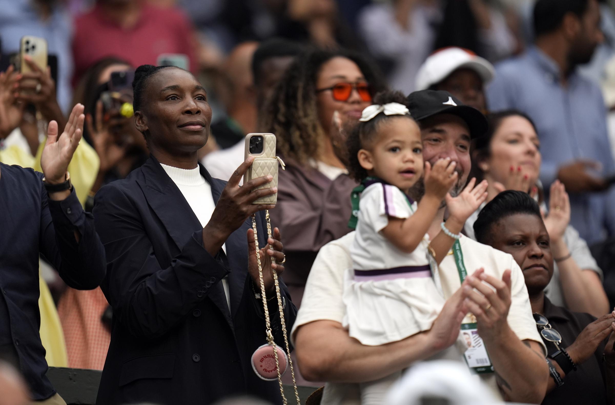 Venus Williams was also in the stands supporting her sister on day two of the Championships at the All England Lawn Tennis and Croquet Club on June 30, 2026, in London, England. | Source: Getty Images