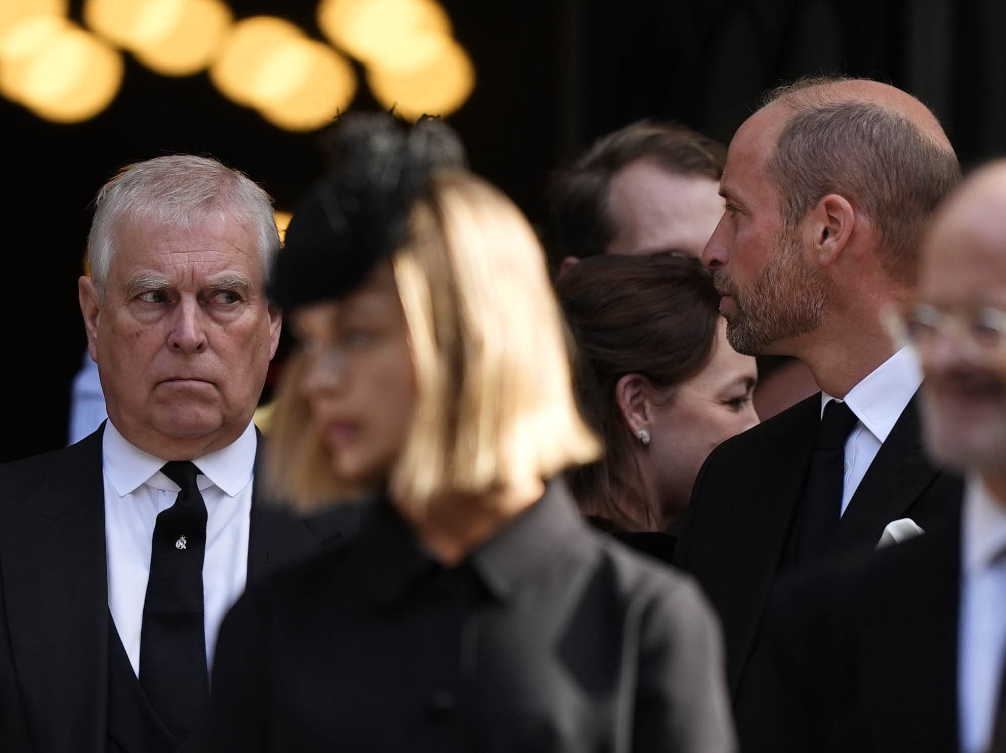 Andrew Mountbatten-Windsor and Prince William attend the funeral of The Duchess of Kent at Westminster Cathedral on September 16, 2025 in London, England | Source: Getty Images