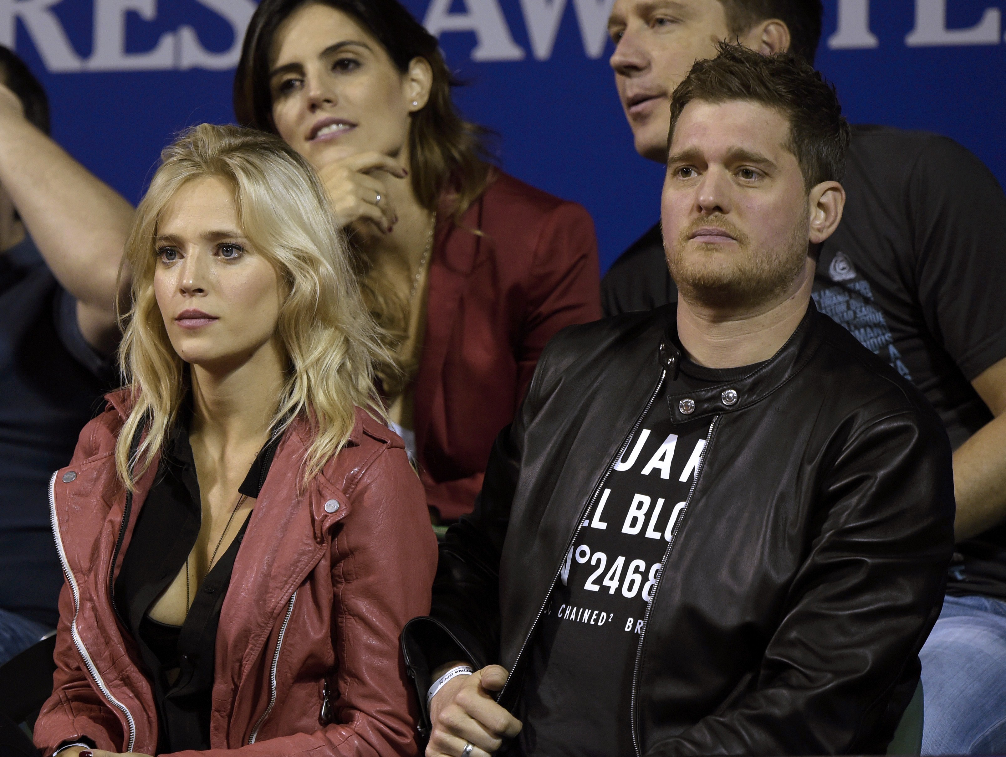 Luisana Lopilato and Michael Bublé attend the ATP Argentina Open tennis match in Buenos Aires on February 27, 2015. | Source: Getty Images