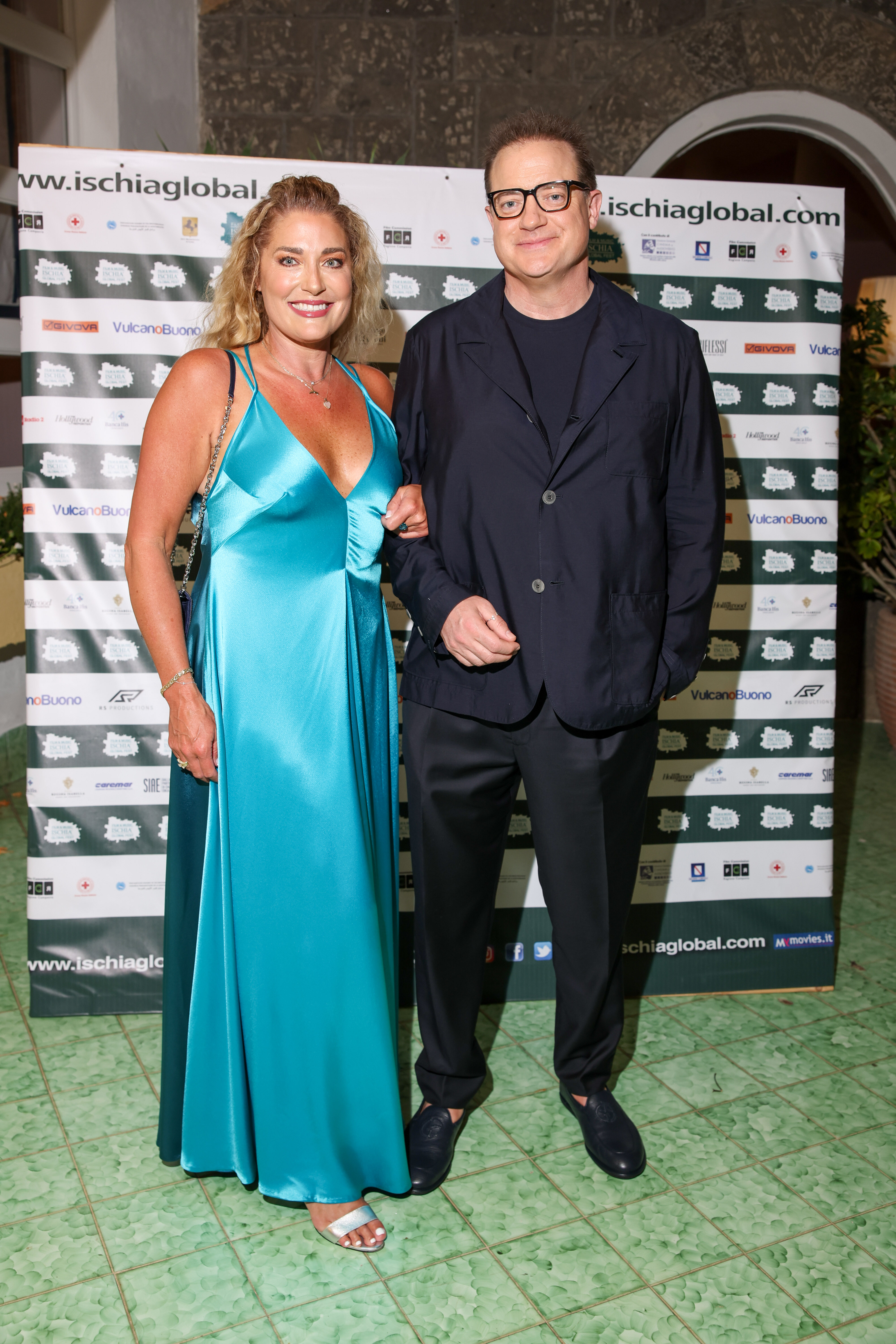 Jeanne Moore and Brendan Fraser on July 10, 2023 in Ischia, Italy | Source: Getty Images