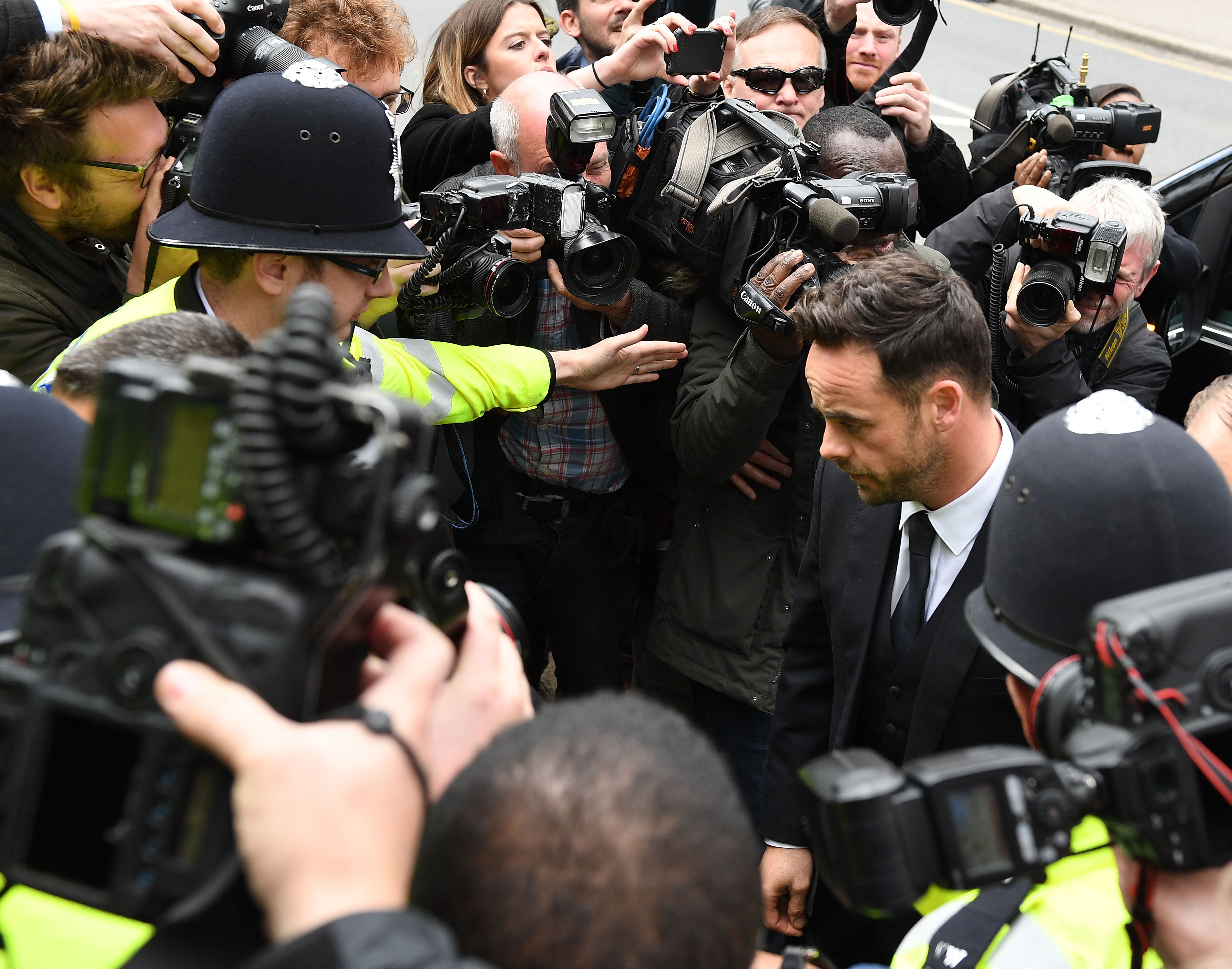 Ant McPartlin at Wimbledon Magistrates Court on April 16, 2018, in London, England. | Source: Getty Images