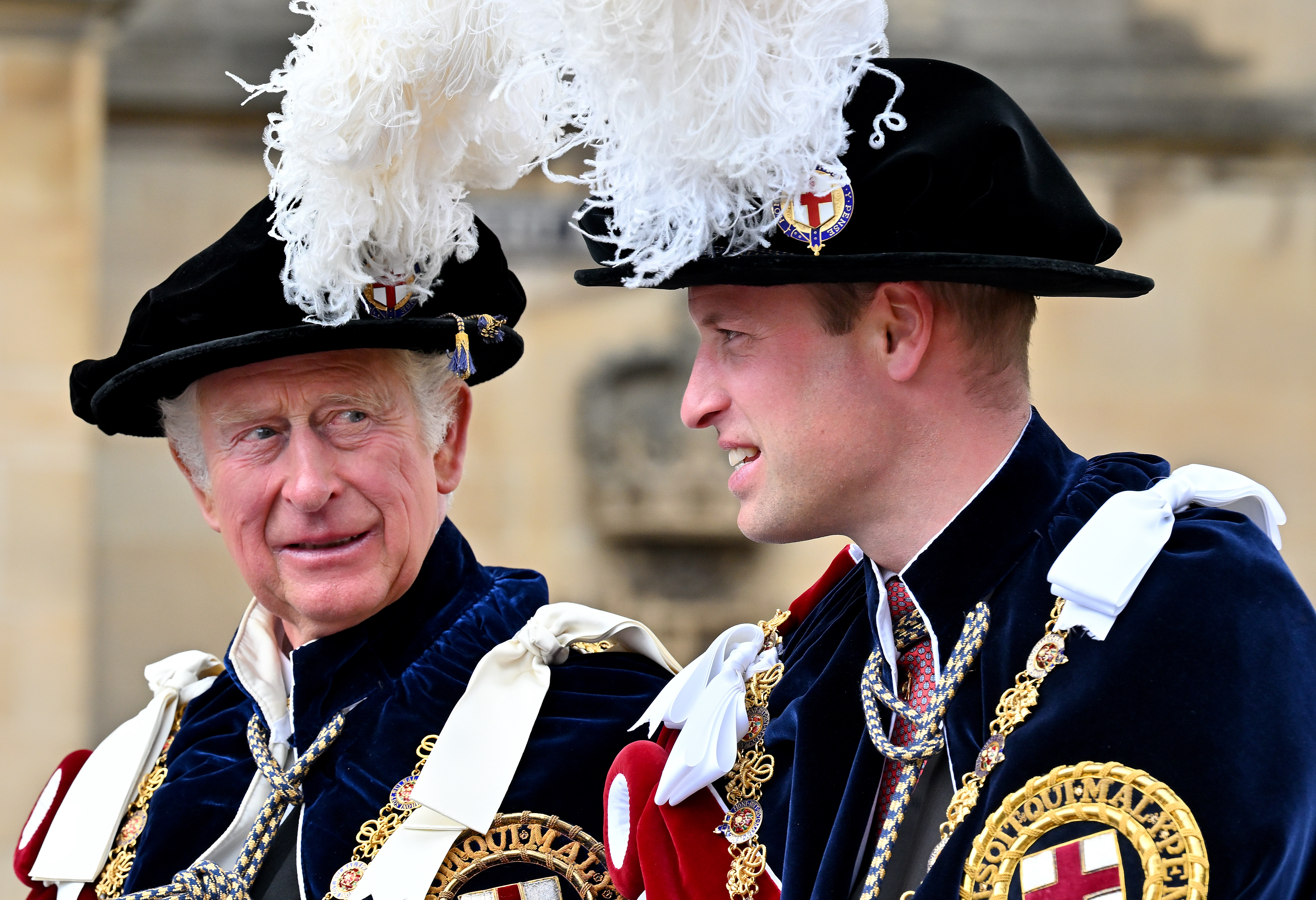 King Charles III and Prince William attend The Order of The Garter service at St George's Chapel, Windsor Castle on June 13, 2022 in Windsor, England | Source: Getty Images