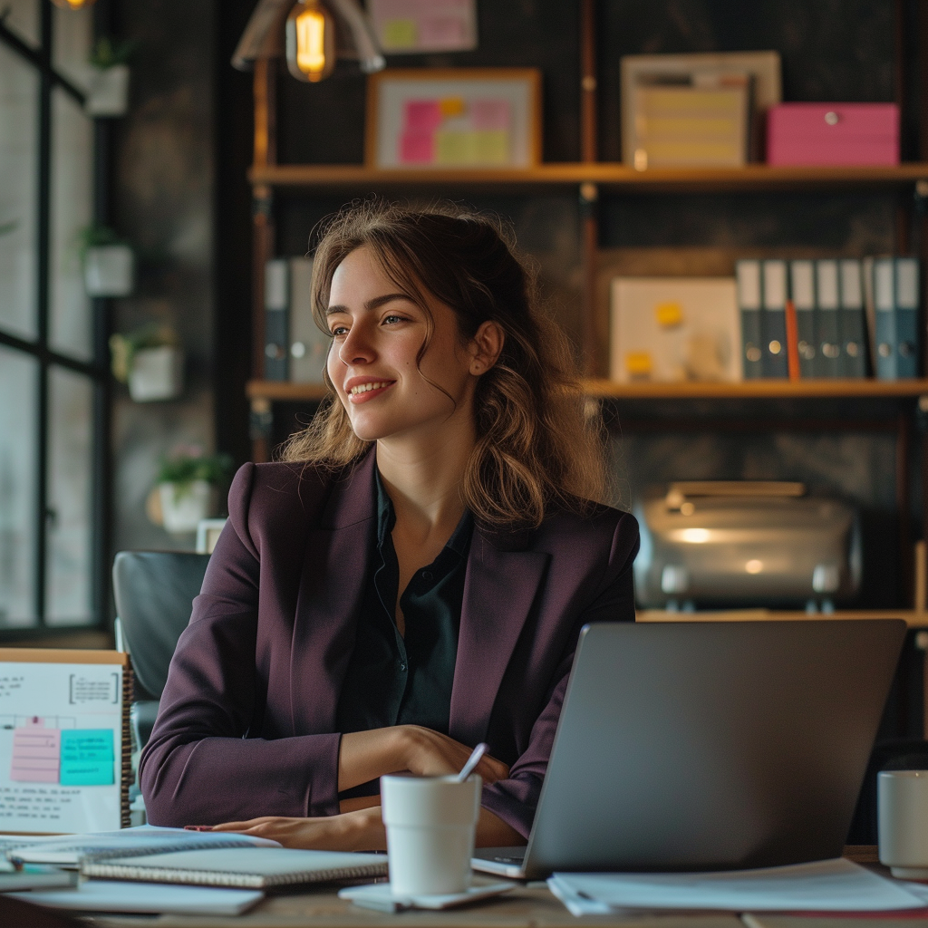 A woman sitting in an office | Source: Midjourney