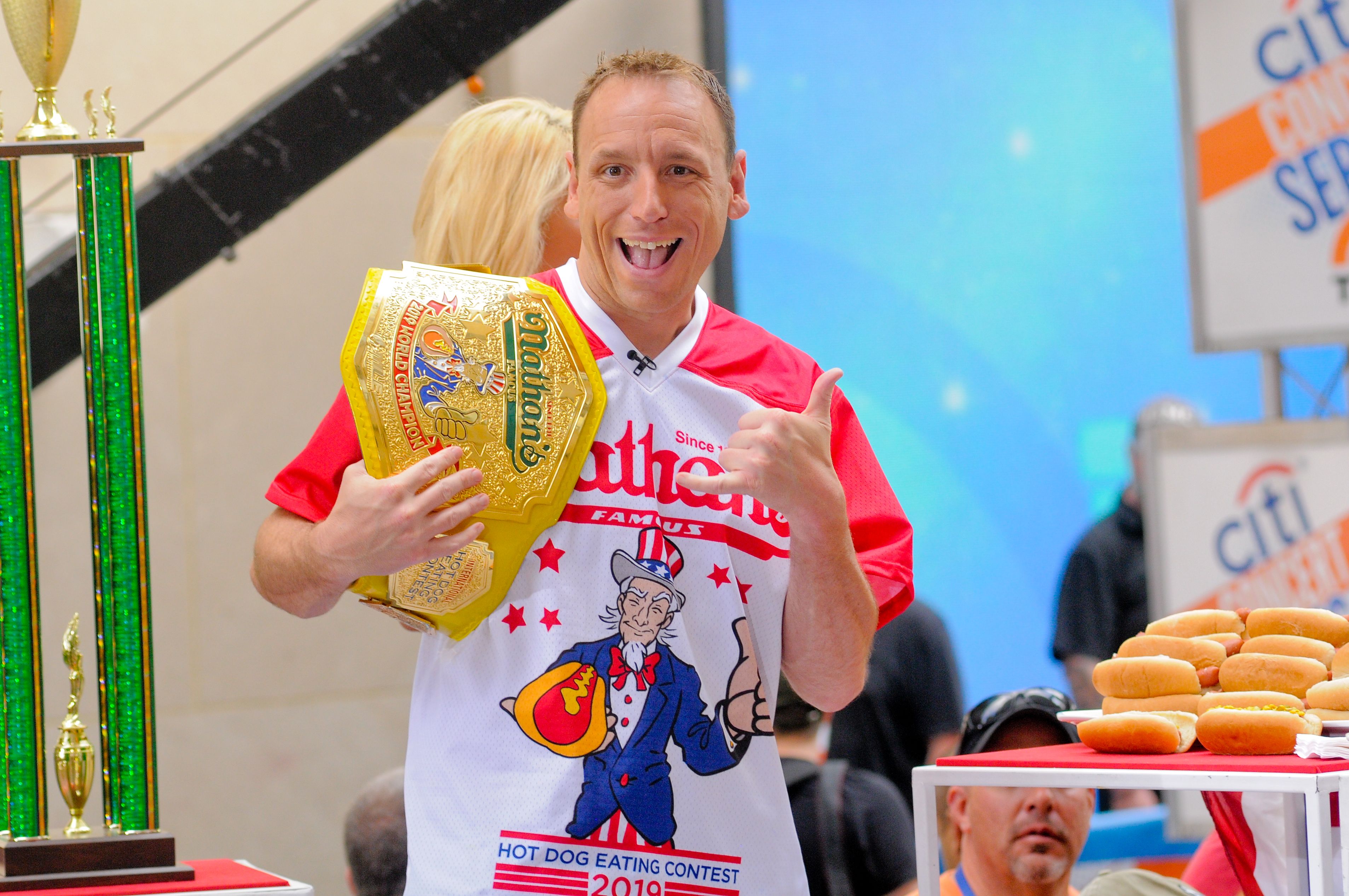 Joey Chestnut in New York City on NBC's Today Show in 2019 | Source: Getty Images