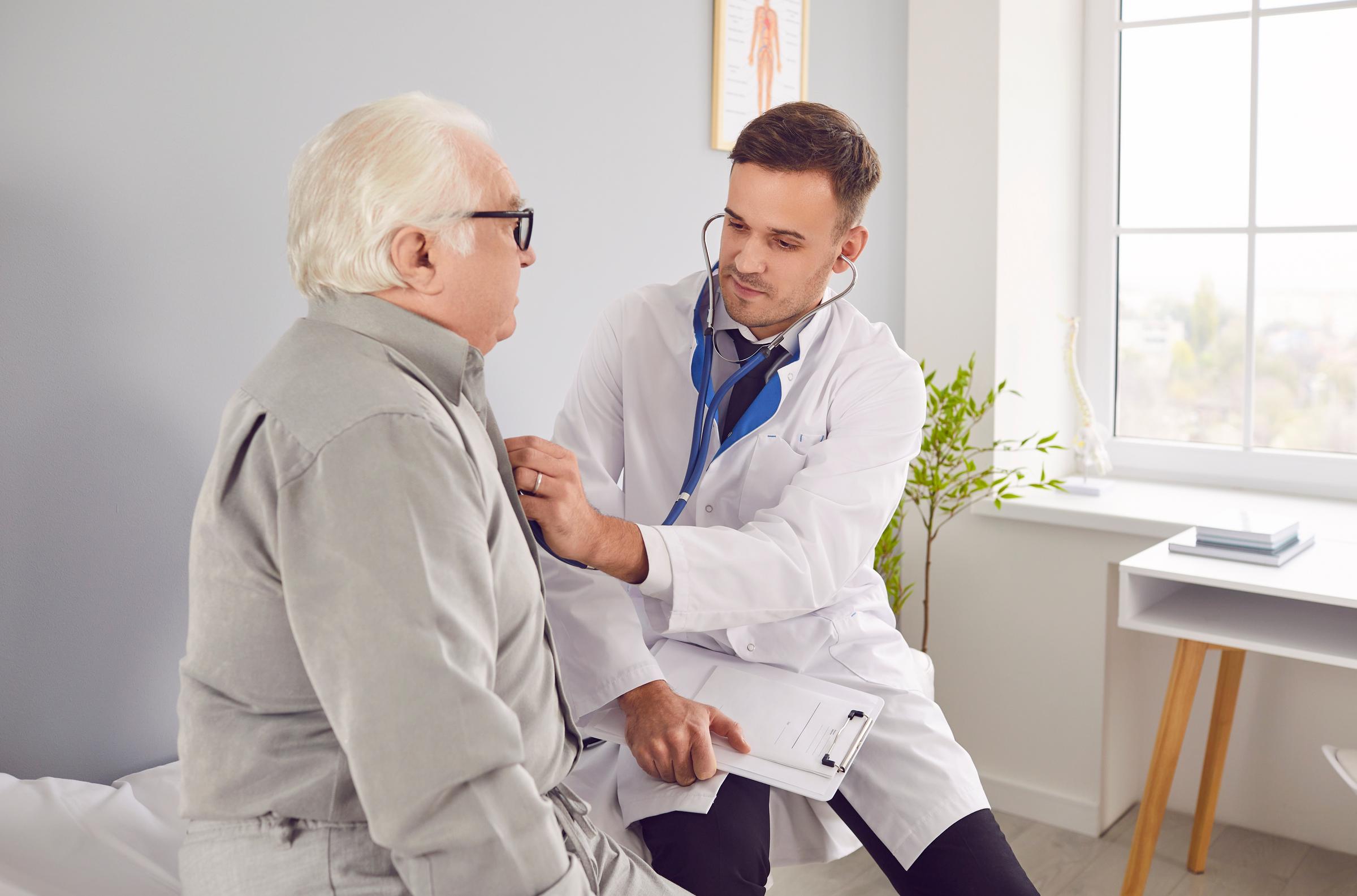 Senior man getting a medical check-up | Source: Shutterstock