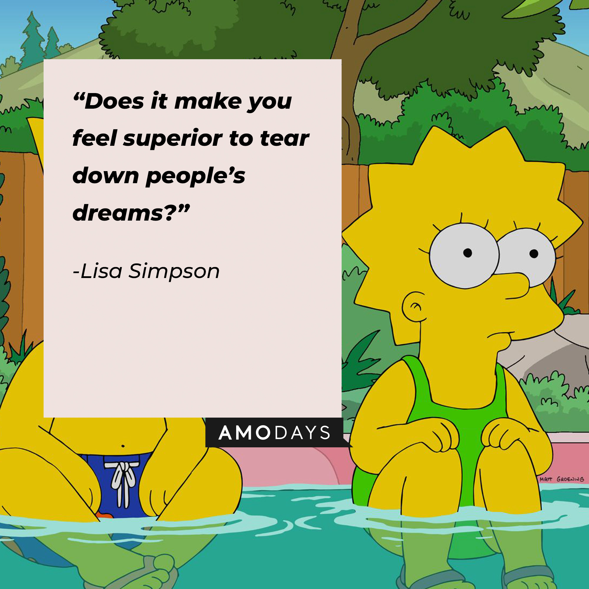 Lisa Simpson, with her quote: “Does it make you feel superior to tear down people’s dreams?” | Source: facebook.com/TheSimpsons