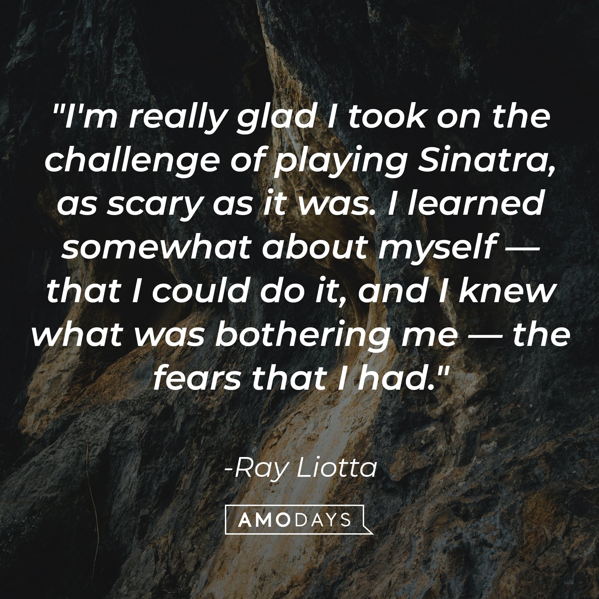 Ray Liotta’s quote: "I'm really glad I took on the challenge of playing Sinatra, as scary as it was. I learned somewhat about myself — that I could do it, and I knew what was bothering me — the fears that I had." | Image: AmoDays