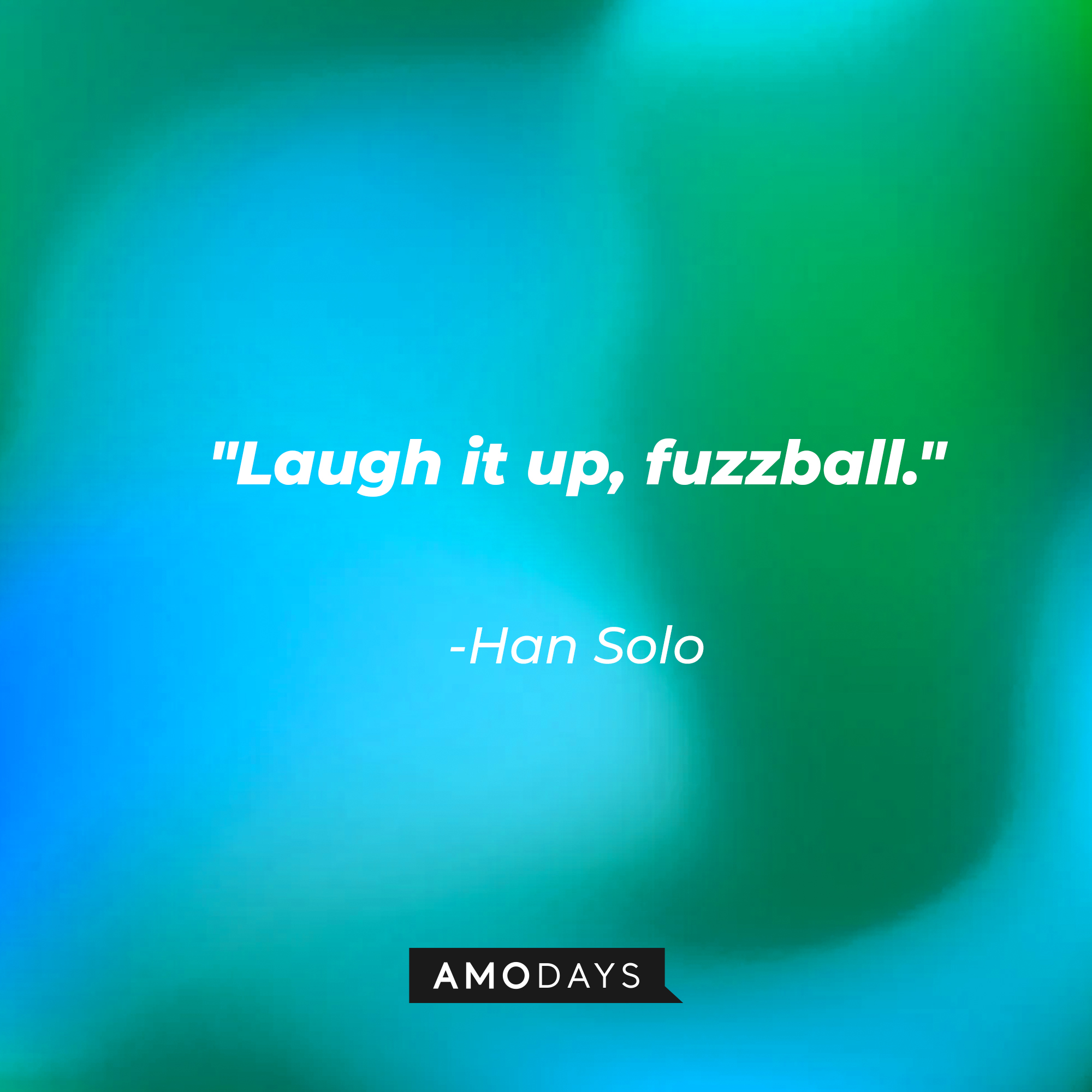 Hans Solo's quote: "Laugh it up, fuzzball." | Source: AmoDays