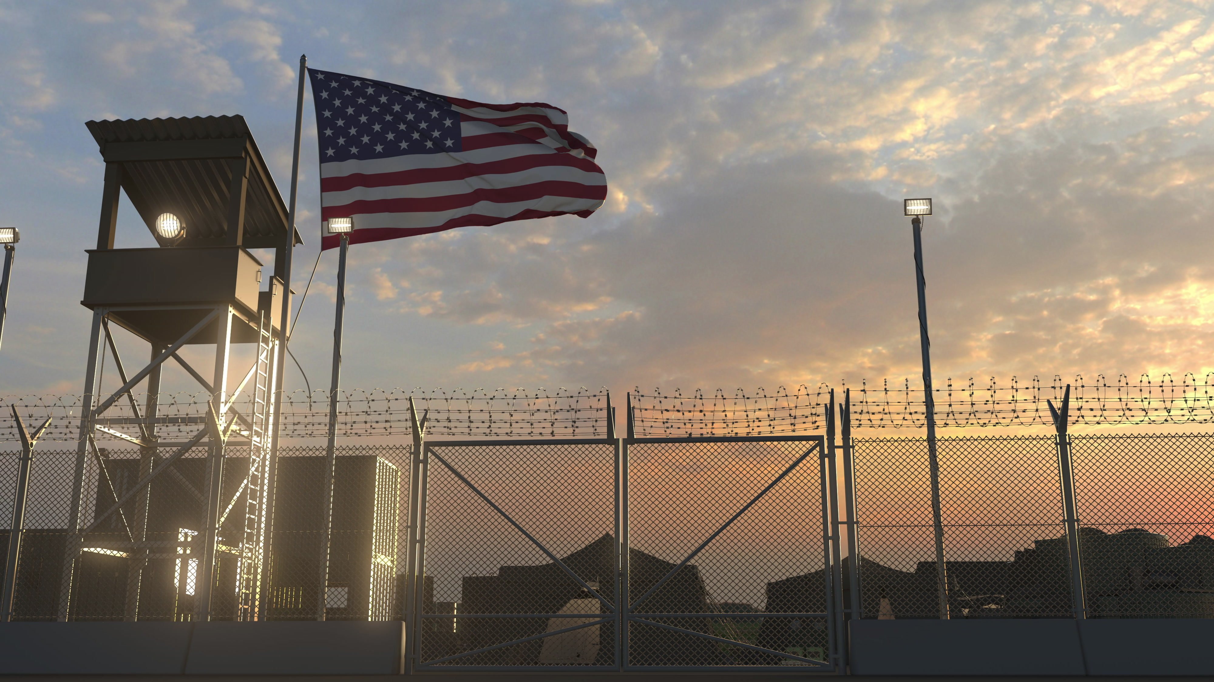 Military base with waving flag 3d rendering | Photo: Shutterstock