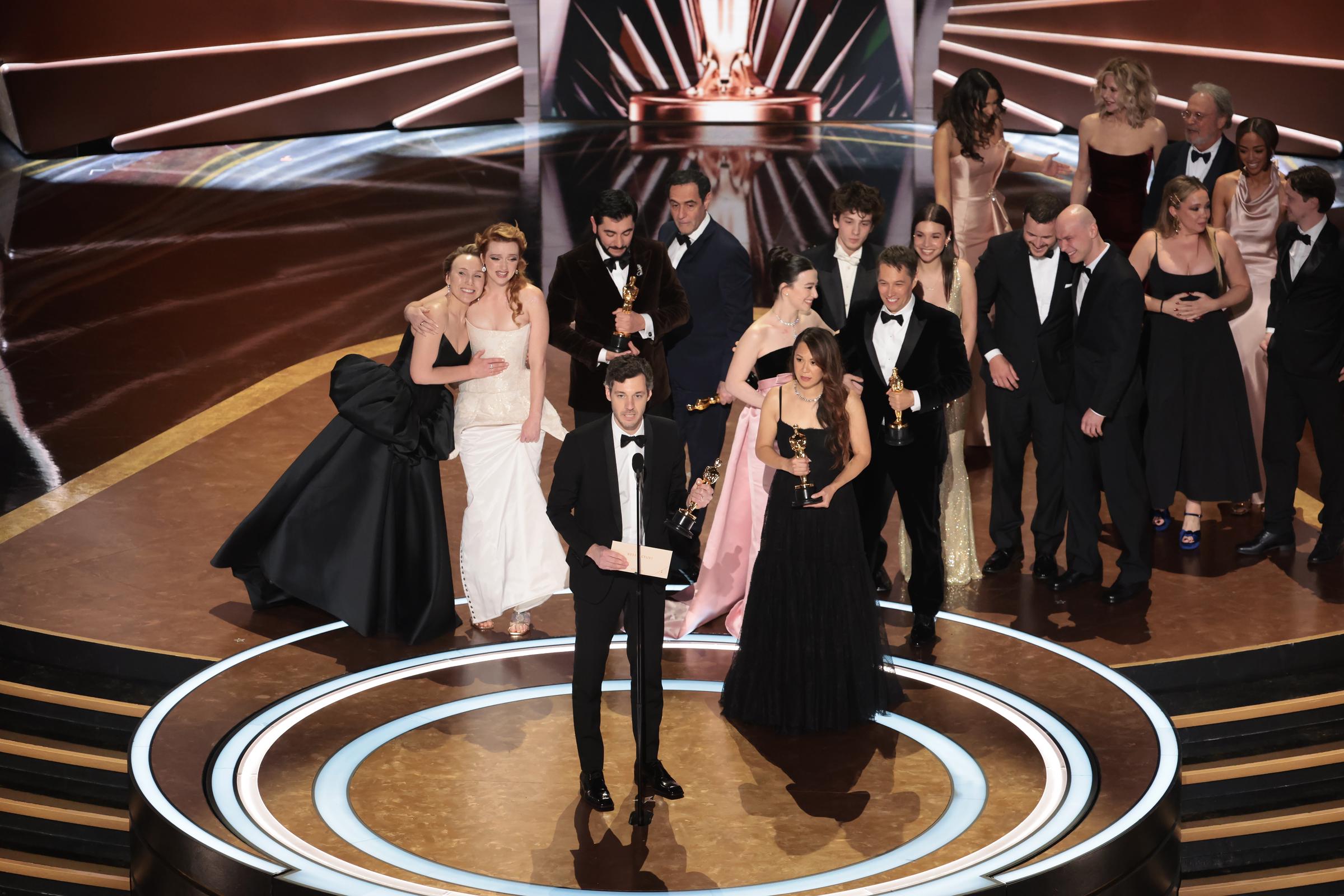 Alex Coco and the cast and crew of Anora at the 97th Academy Awards on March 2, 2025, in Los Angeles, California. | Source: Getty Images