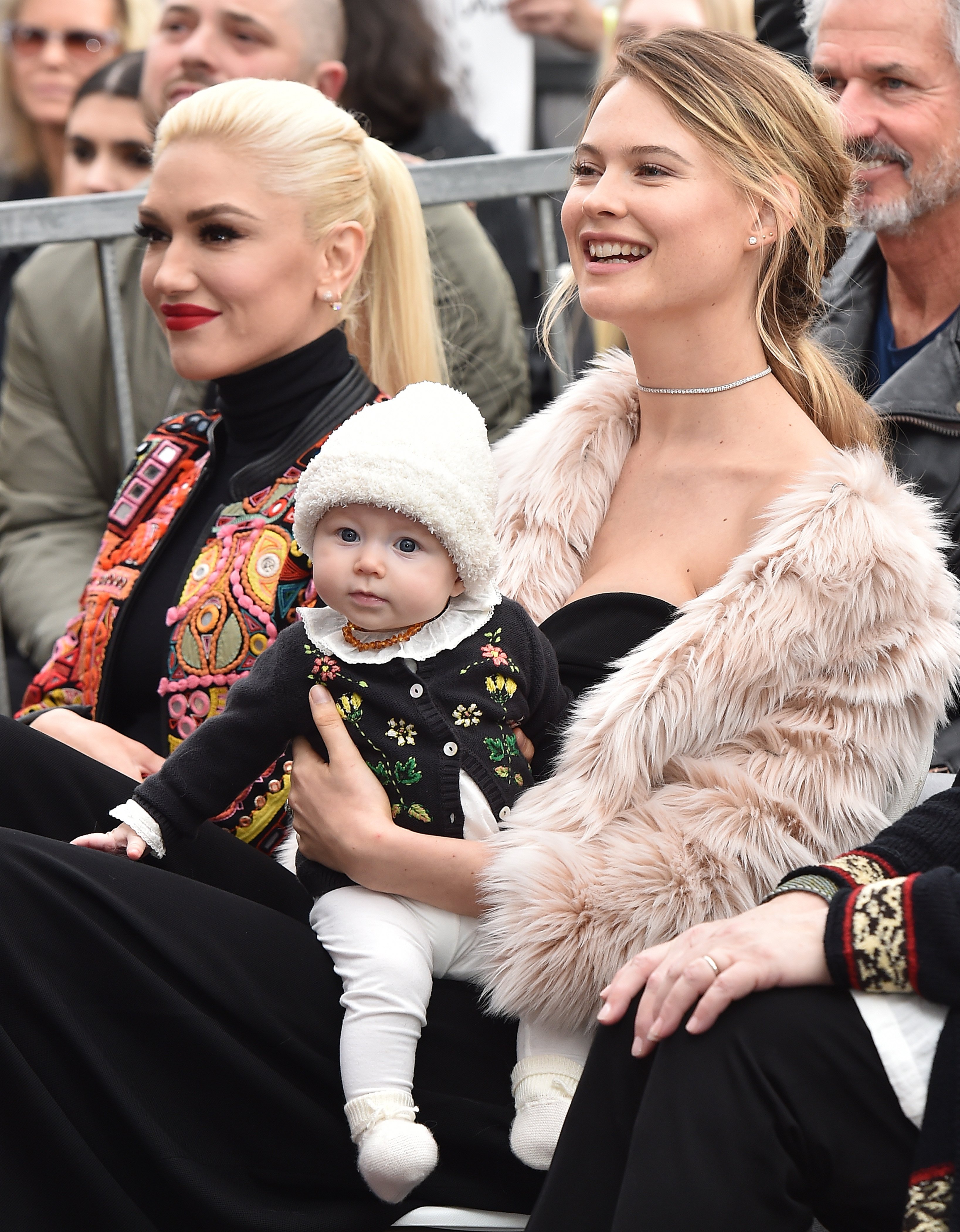 Model Behati Prinsloo, daughter Dusty Rose Levine and singer Gwen Stefani attend the ceremony honoring Adam Levine with star on the Hollywood Walk of Fame on February 10, 2017 in Hollywood, California | Source: Getty Images