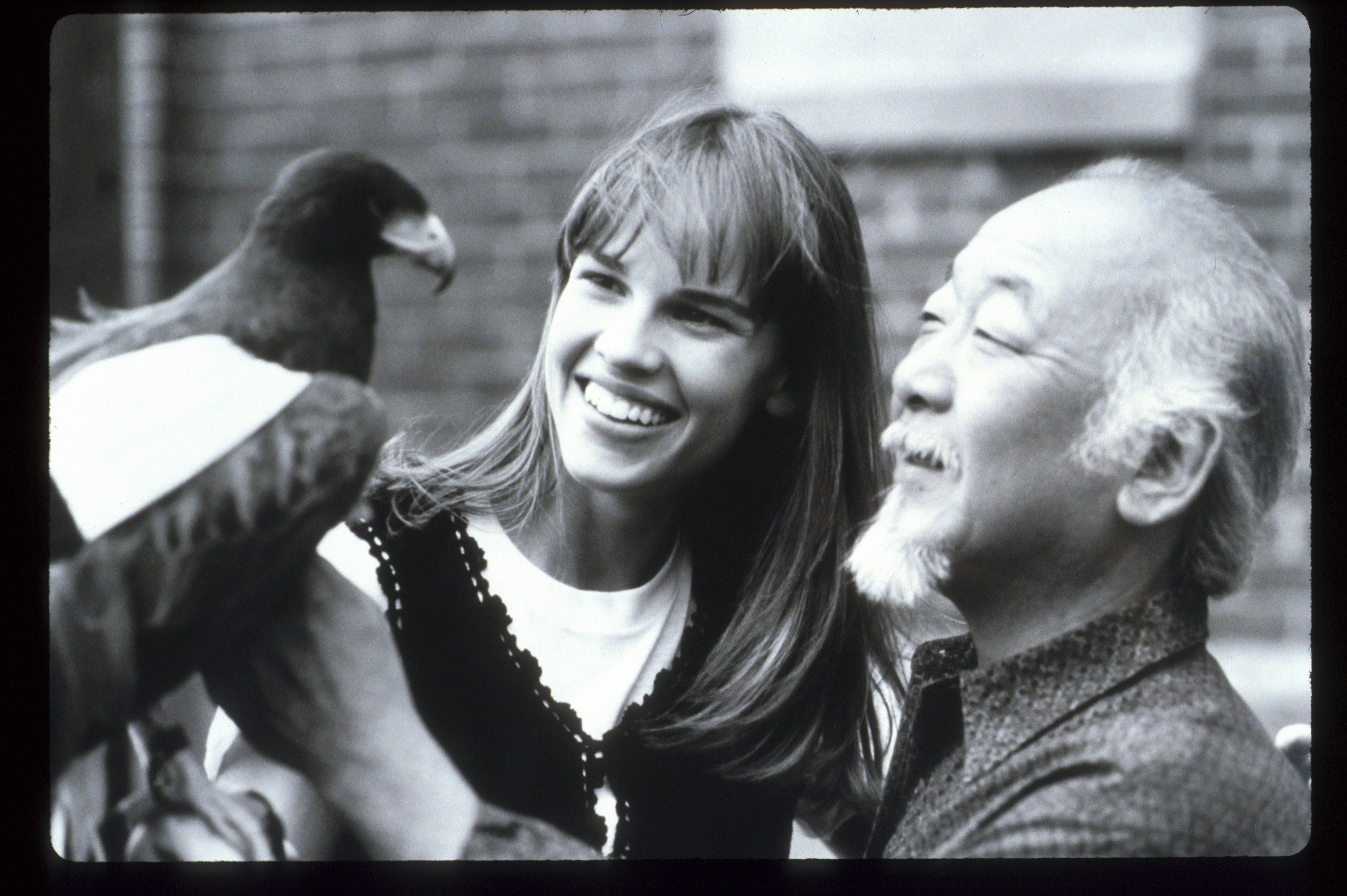 The actress and Pat Morita during the filming of "The Next Karate Kid" in 1994 | Source: Getty Images