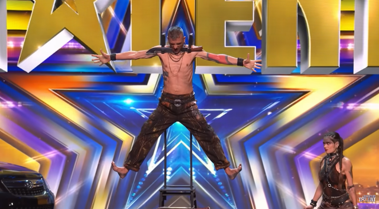 Fakir Testa, 45, and his partner at the BGT auditions aired on 18 April 2026. | Source: YouTube/Britain's Got Talent