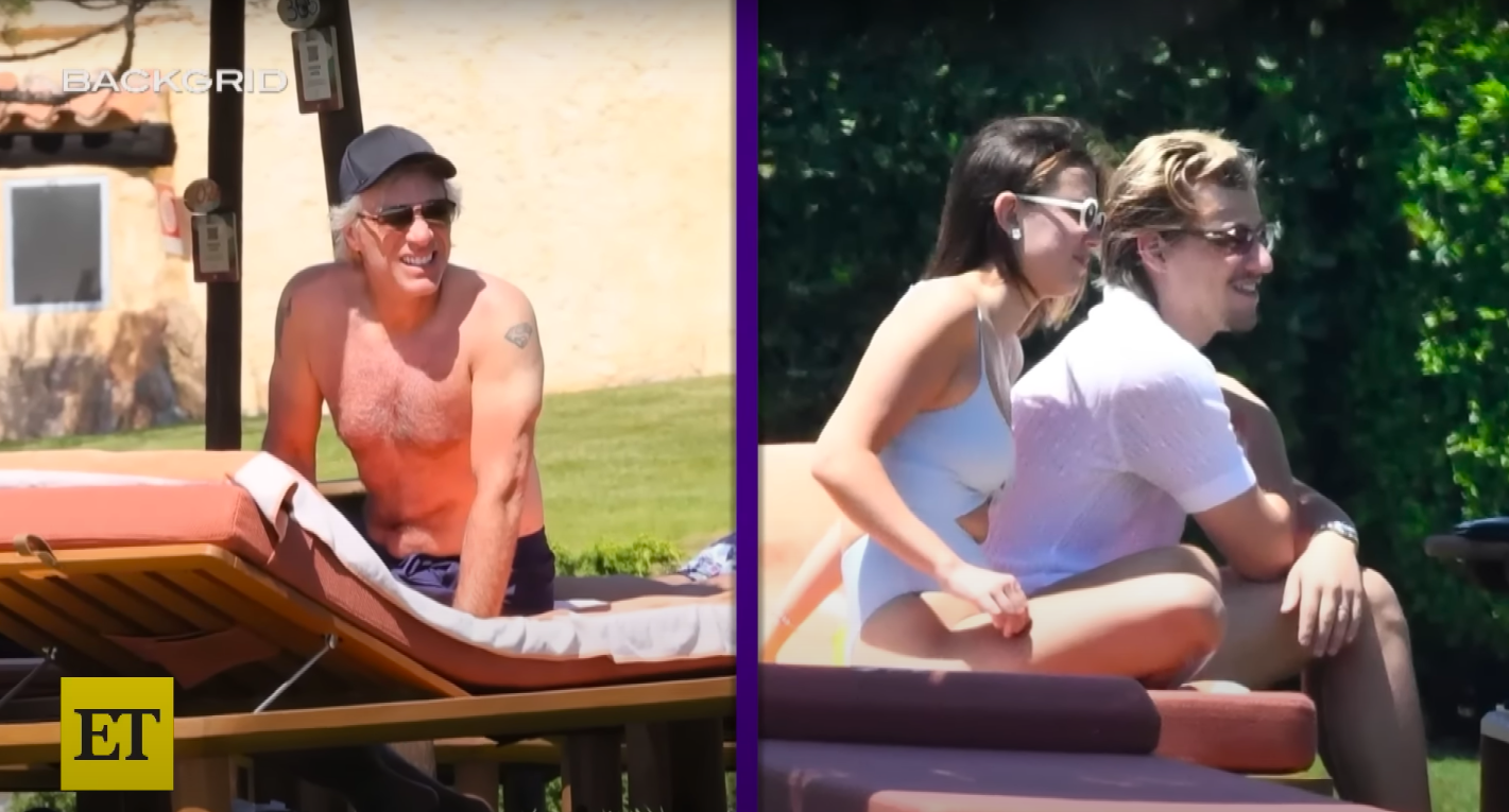 A side-by-side picture of Jon Bon Jovi, Millie Bobby Brown and Jake Bongiovi amid their Sardinia vacation, posted on June 29, 2024 | Source: YouTube/Entertainment Tonight