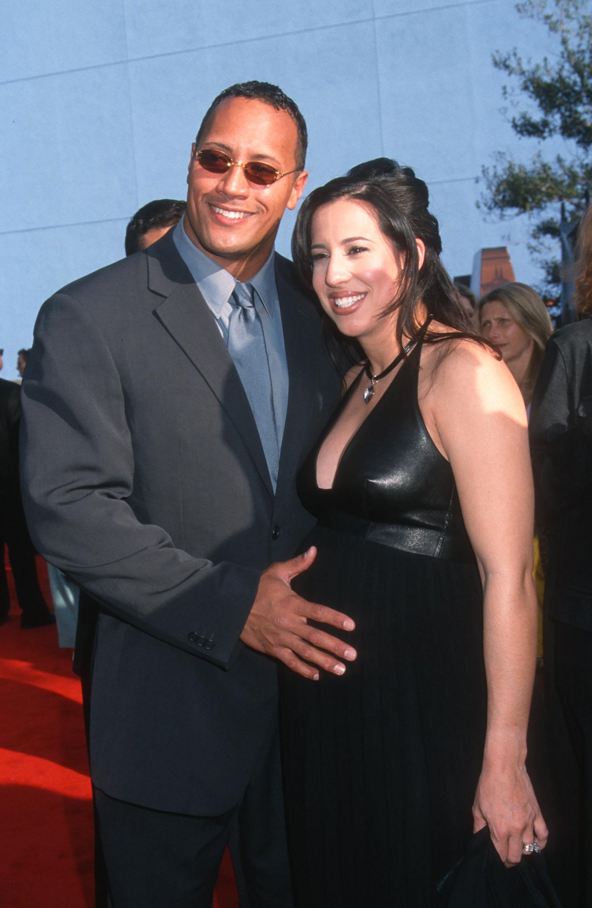 Dwayne Johnson and Dany Johnson (nee Garcia) at a premiere of 
