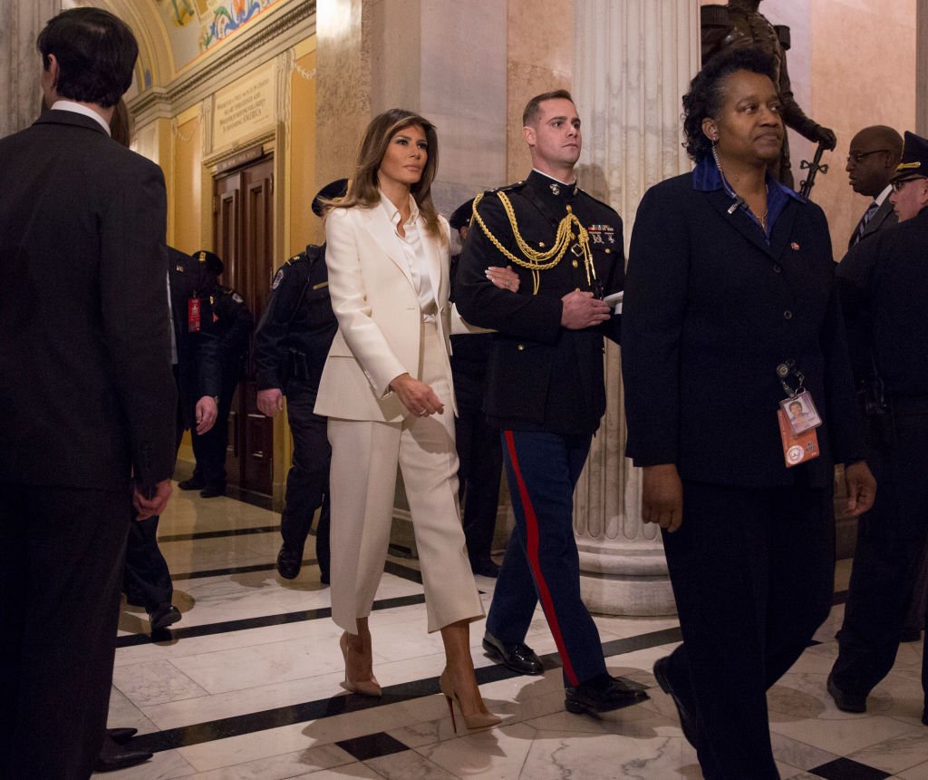 U.S. first lady Melania Trump departs The Capitol at the conclusion of President Donald J. Trump's State of the Union Address on Capitol Hill January 30, 2018 | Photo: GettyImages