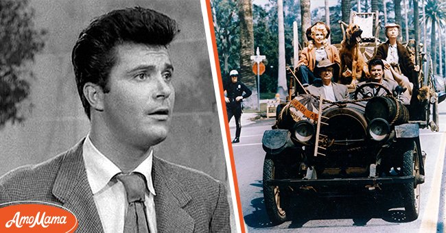 Picture of actor Max Baer Jr. [left]. Picture of the cast of TV show "The Beverly Hillbillies" [right] | Source: Getty Images