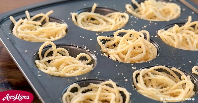 Woman boils spaghetti and sets in a muffin tin only to get a perfect classic dish