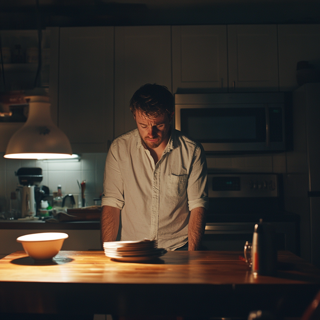 A man standing in his kitchen | Source: Midjourney