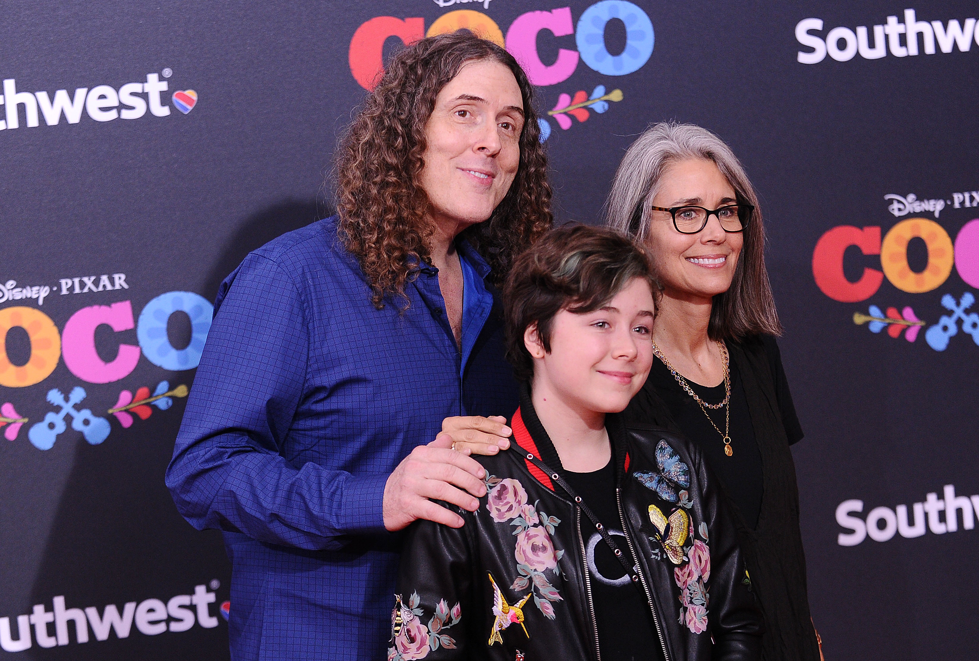 "Weird Al" Yankovic, Suzanne Yankovic, and Yankovic at the premiere of "Coco" at El Capitan Theatre on November 8, 2017, in Los Angeles, California. | Source: Getty Images