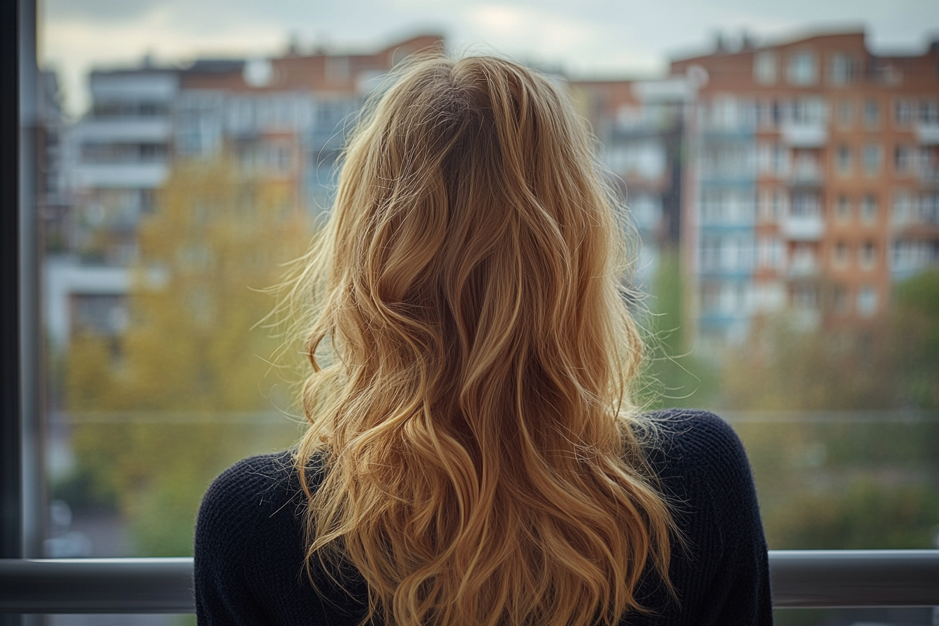 A woman looking outside a window | Source: Midjourney