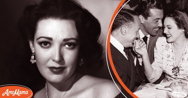 Headshot Portrait of actress Linda Darnell [left]. || Linda Darnell at an event with other actors [right]. | Photo: Getty Images