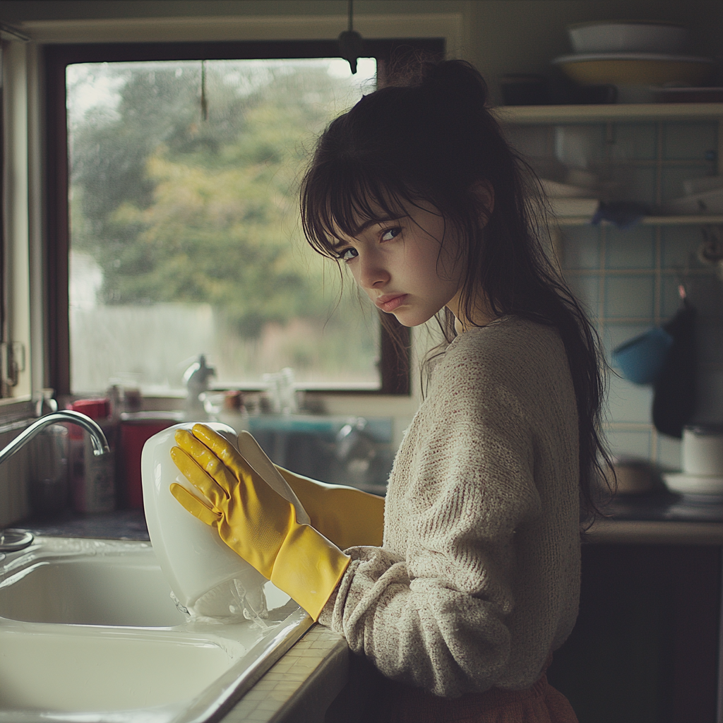 A teenager washing dishes | Source: Midjourney