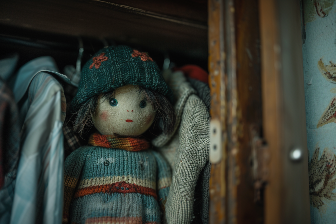 A doll inside a closet | Source: Midjourney
