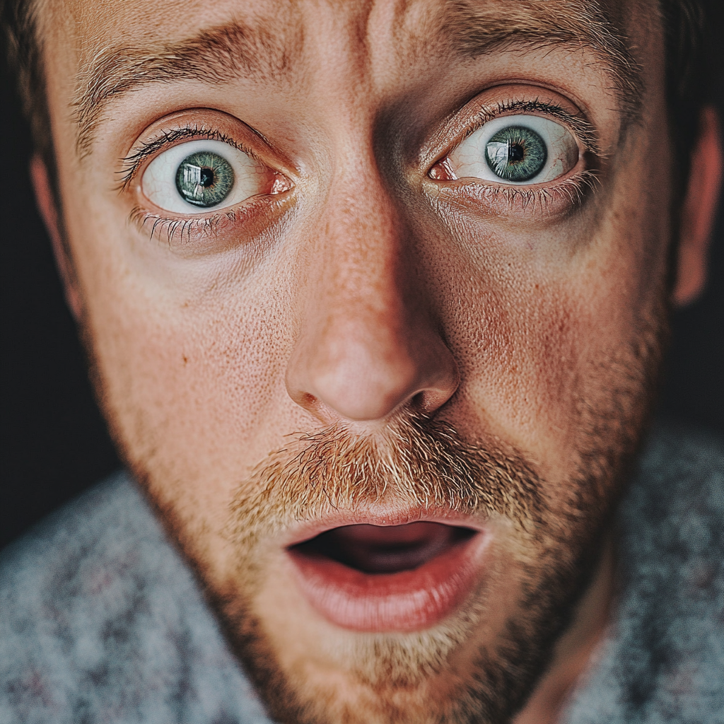 A close up of a shocked man | Source: Midjourney