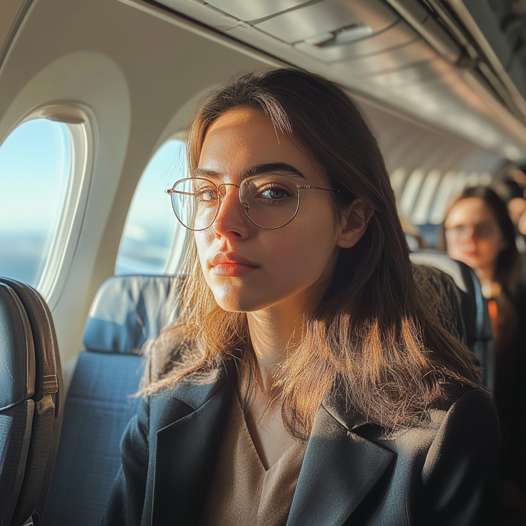 Woman in a plane | Source: Midjourney