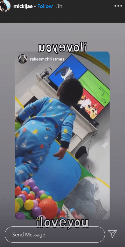Michael Jordan's grandson wearing a lovely blue onesie as he stands on his own | Photo: Instagram/mickijae