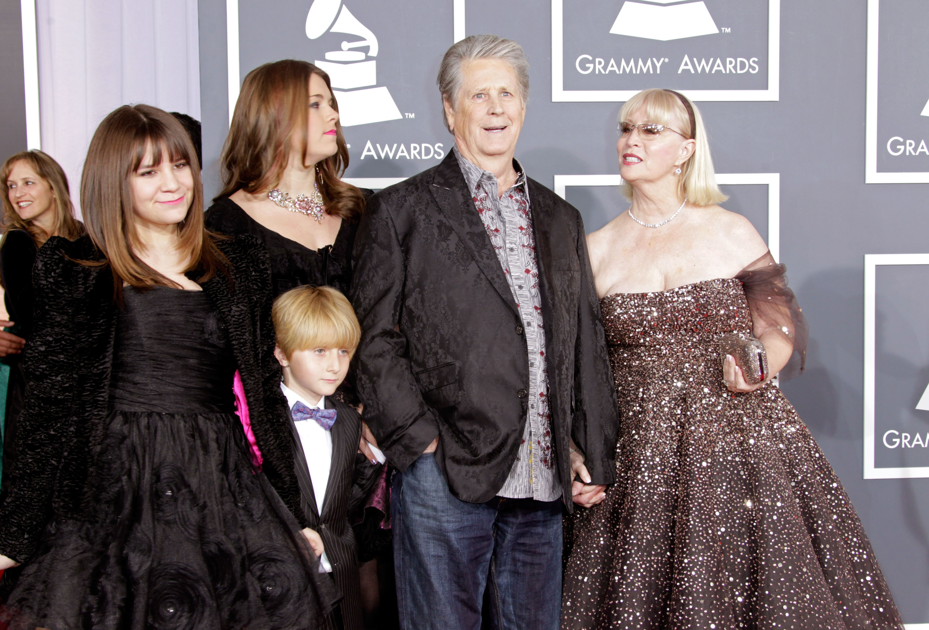 Brian and Melinda Wilson with their family at The 54th Annual Grammy Awards at Staples Center on February 12, 2012, in Los Angeles, California. | Source: Getty Images